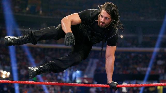 Jumping-Entrance-OF-Seth-Rollins-In-Ring